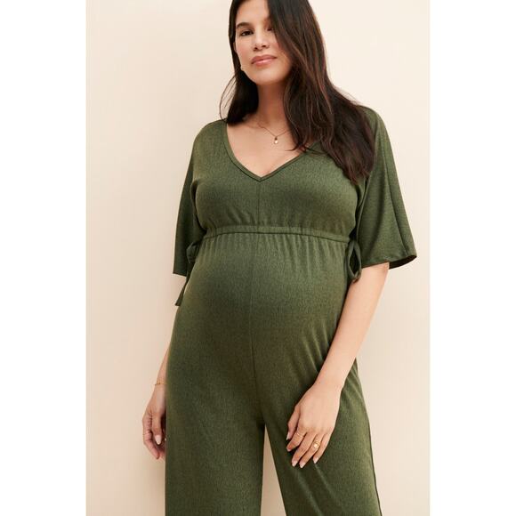 Ingrid + Isabel Maternity Wide Leg Jumpsuit Olive Green Small‎ - Picture 3 of 10